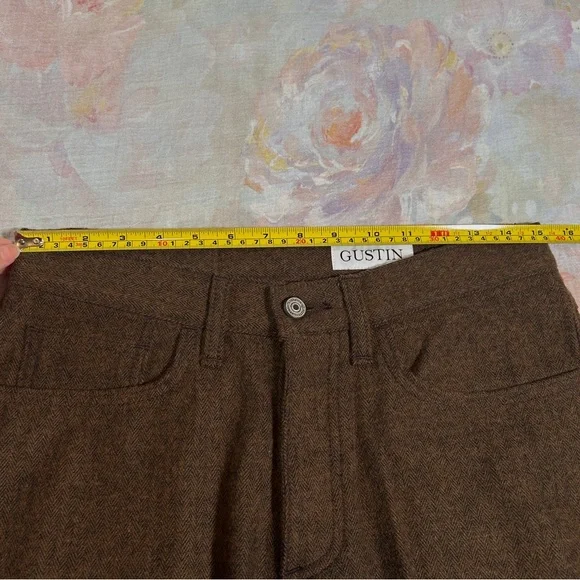 GUSTIN 48 Wool Herringbone Brown x Black 5 Pocket Pants 32 - Picture 7 of 9
